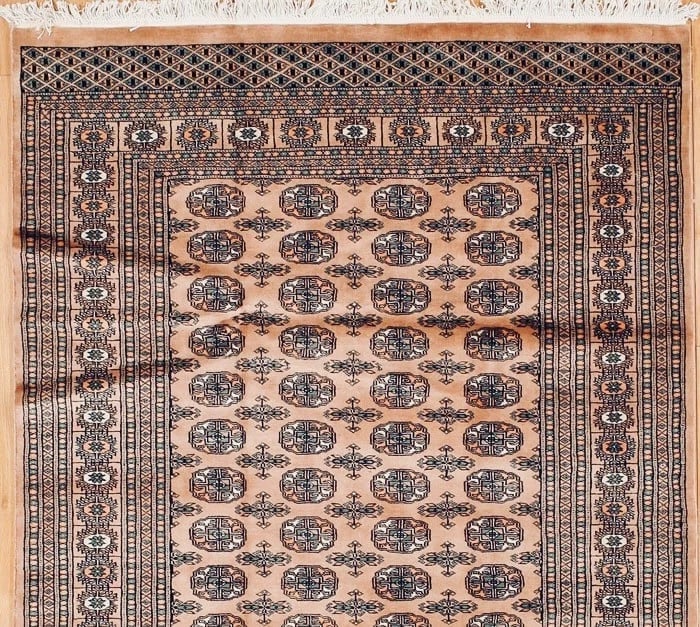 Hand-Knotted Bokhara Wool Beige Geometric Oriental Area Rug 5'2" x 7'10" - 5