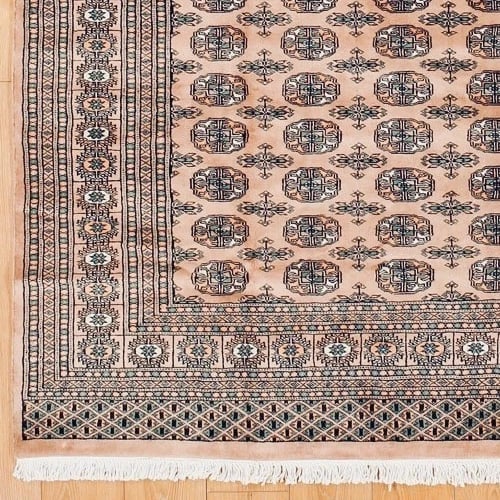 Hand-Knotted Bokhara Wool Beige Geometric Oriental Area Rug 5'2" x 7'10" - 6