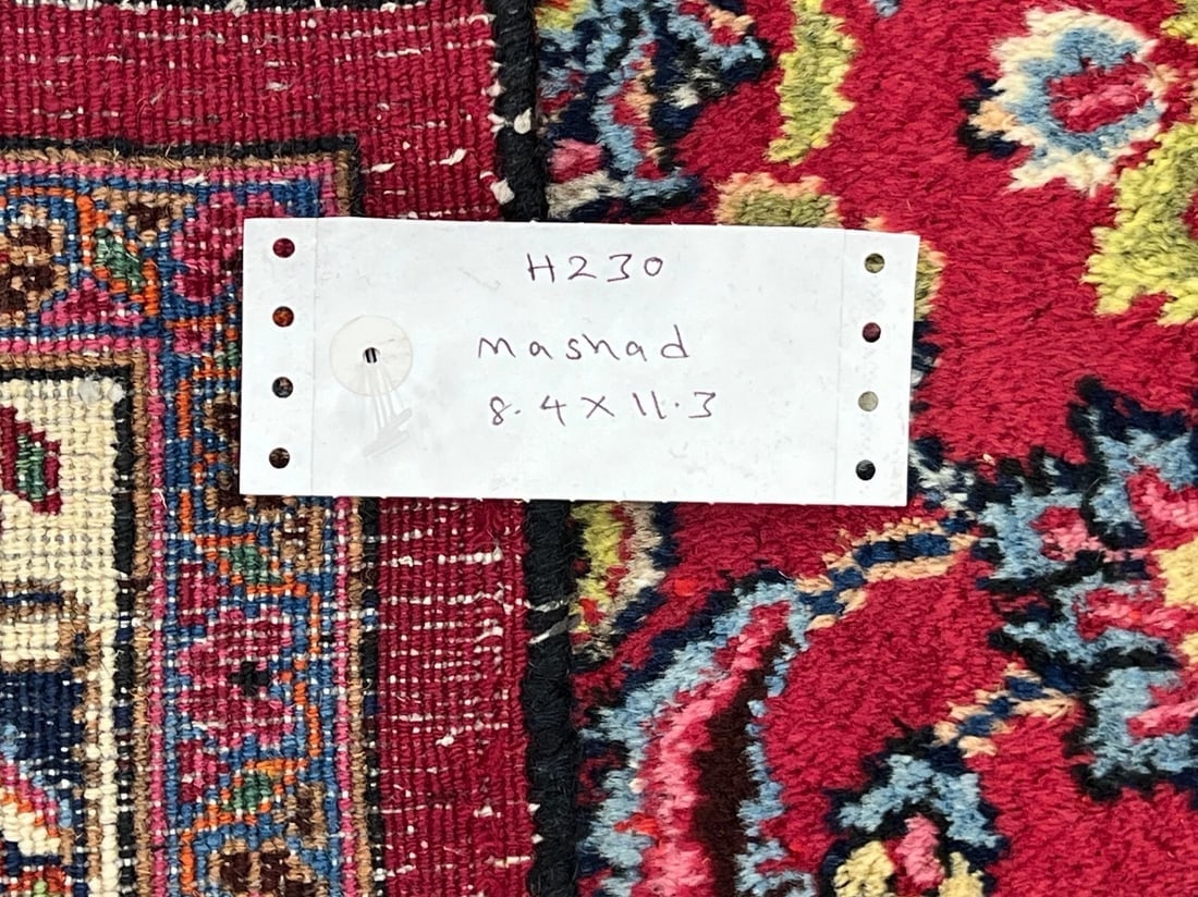 Persian Mashad Hand Knotted Cherry Red Wool Oriental Area Rug Carpet 8'4" x 11'3" - 13