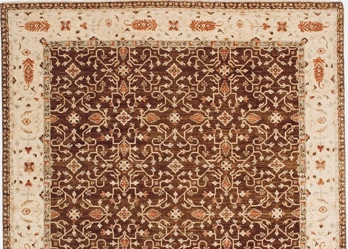 Hand Knotted Agra Caramel Ivory Wool New Oriental Area Rug Carpet 8'10" x 9'3" - 4