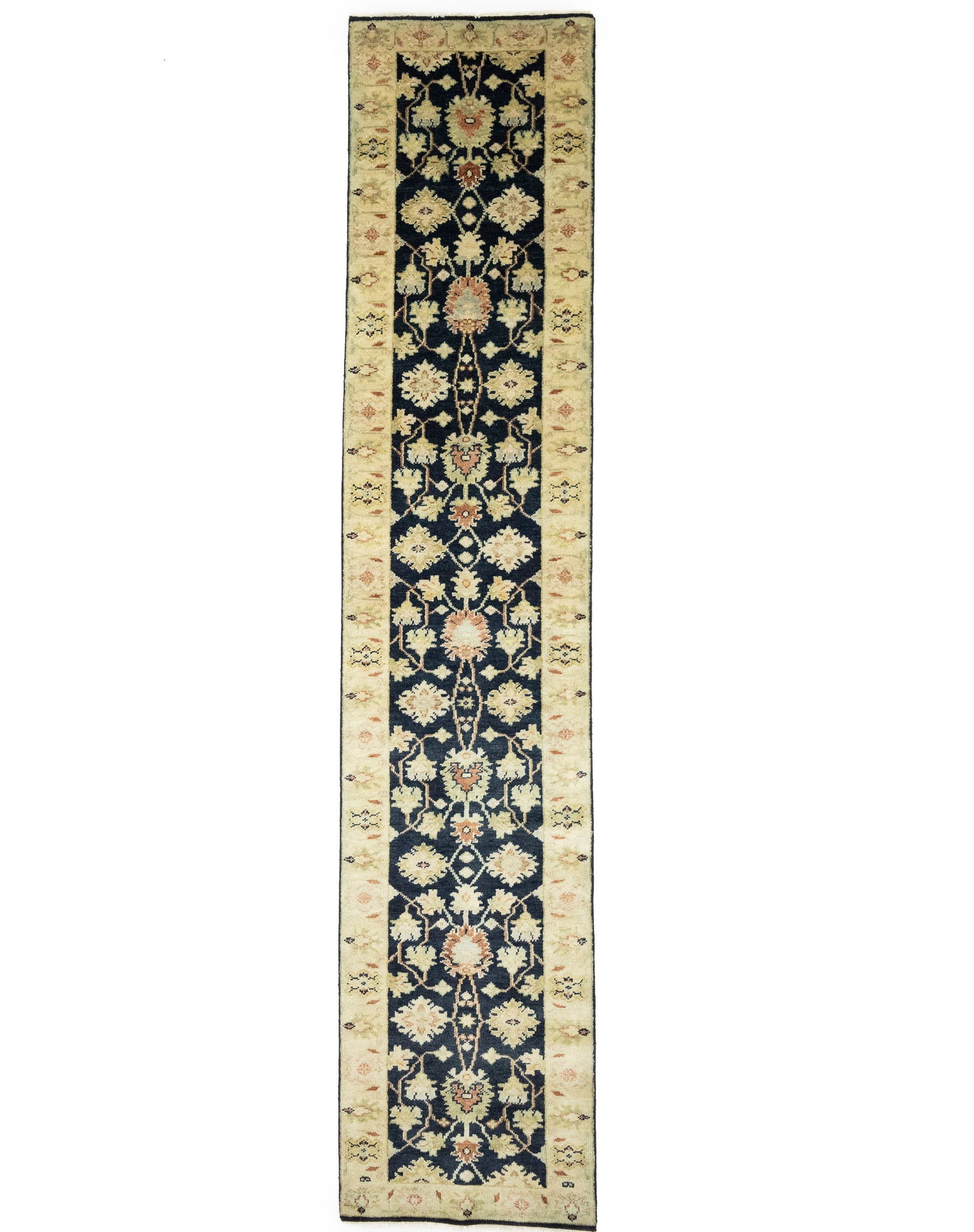 Black Floral 2'6X12 Peshawar Pakistan Oriental Runner Rug