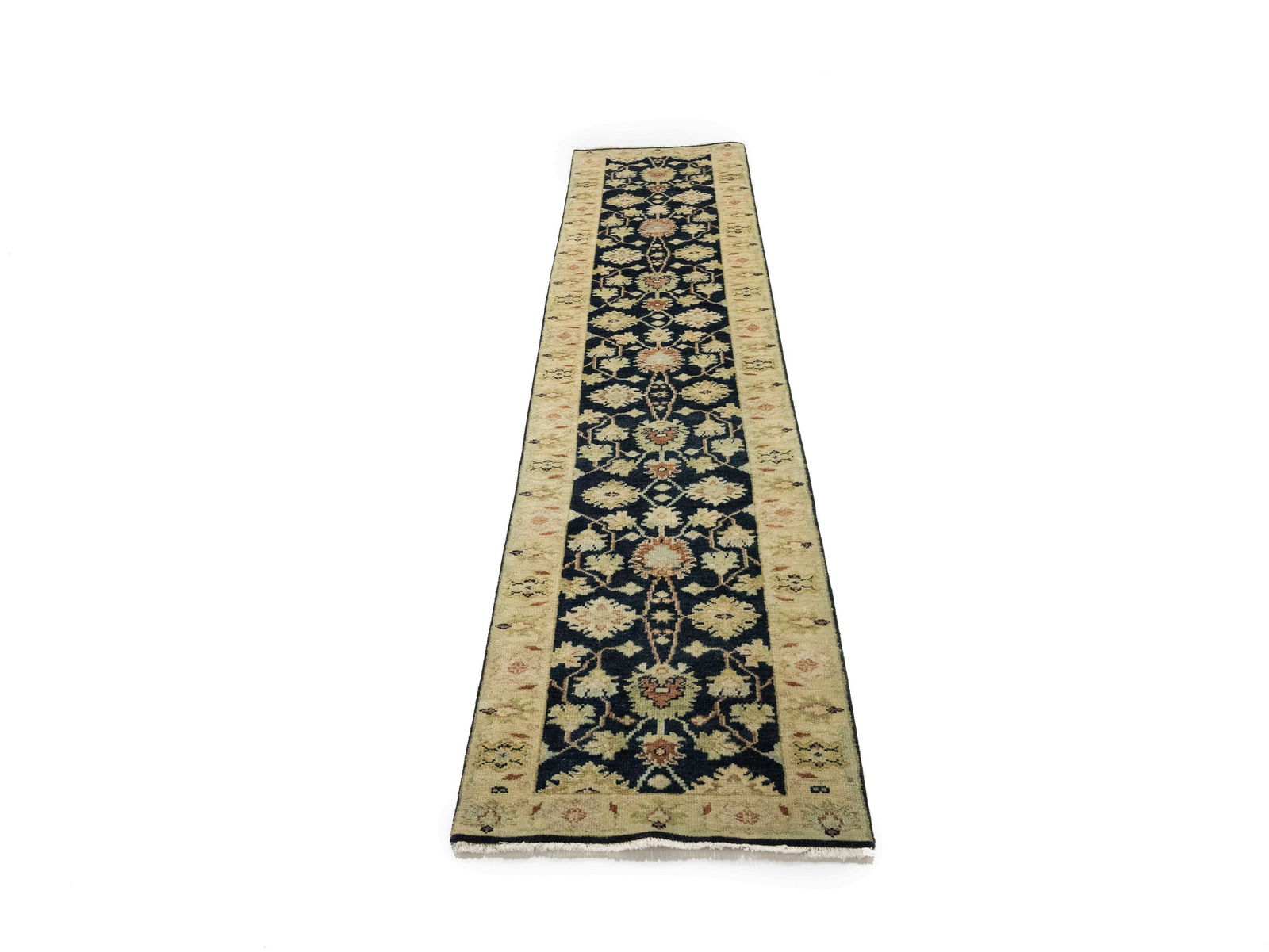 Black Floral 2'6X12 Peshawar Pakistan Oriental Runner Rug - 2