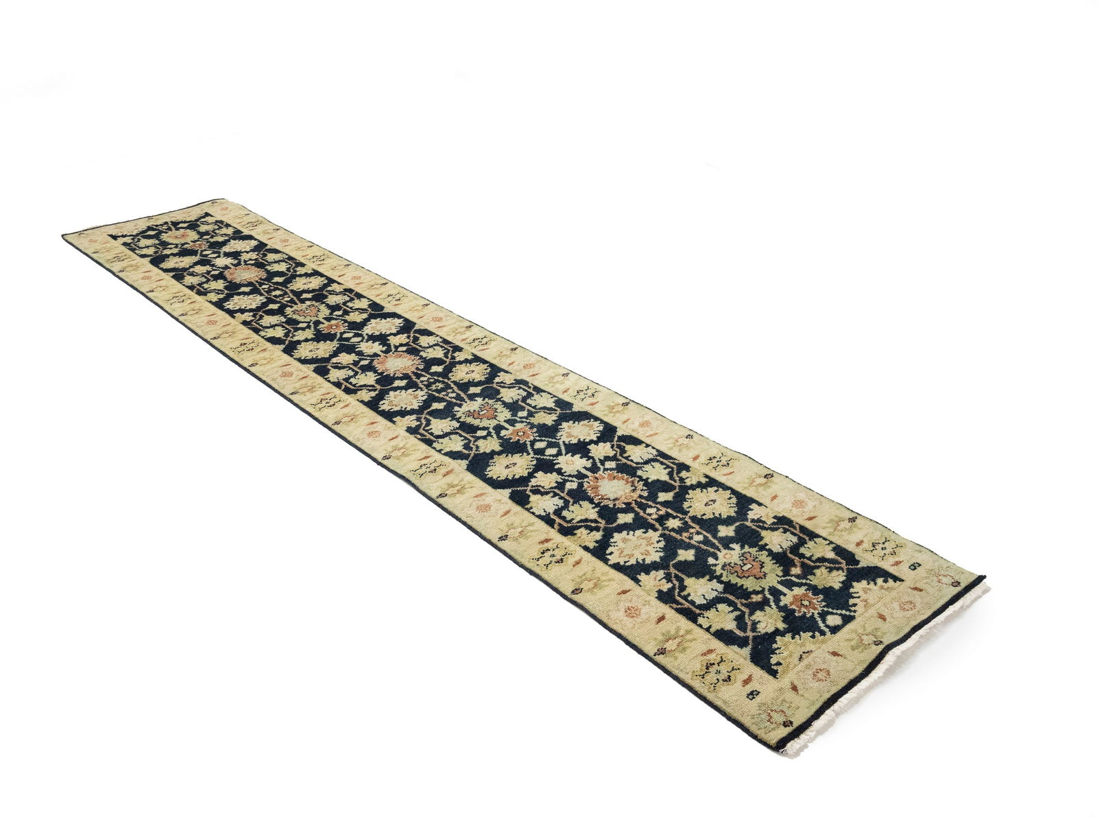 Black Floral 2'6X12 Peshawar Pakistan Oriental Runner Rug - 3