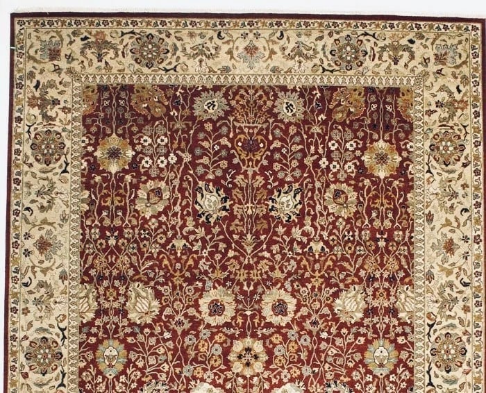 Hand Knotted Indo-Tabriz Red Wool Oriental Area Rug Carpet 9'11" x 13'10" - 5