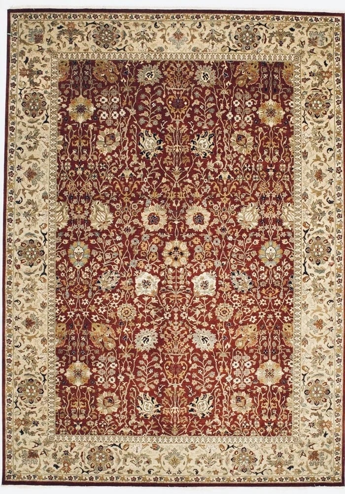 Hand Knotted Indo-Tabriz Red Wool Oriental Area Rug Carpet 9'11" x 13'10" - 7