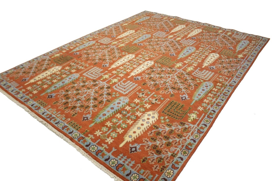Rust Orange Floral 9X12 Tree of Life Chobi Oriental Rug - 4