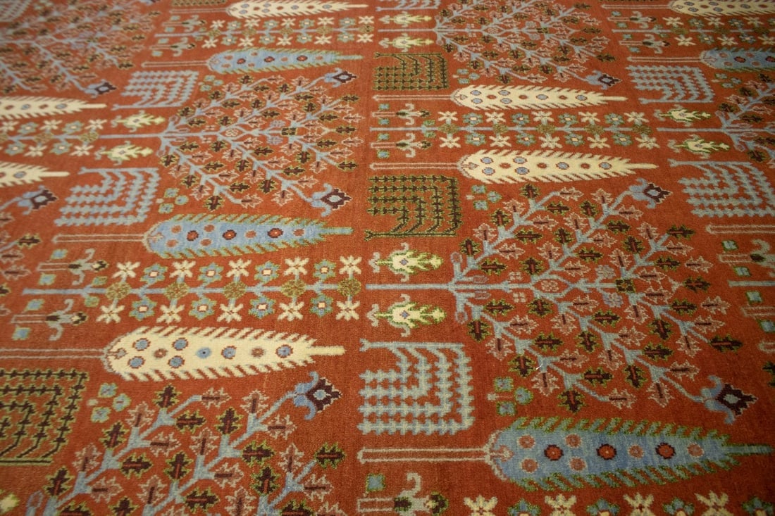 Rust Orange Floral 9X12 Tree of Life Chobi Oriental Rug - 6