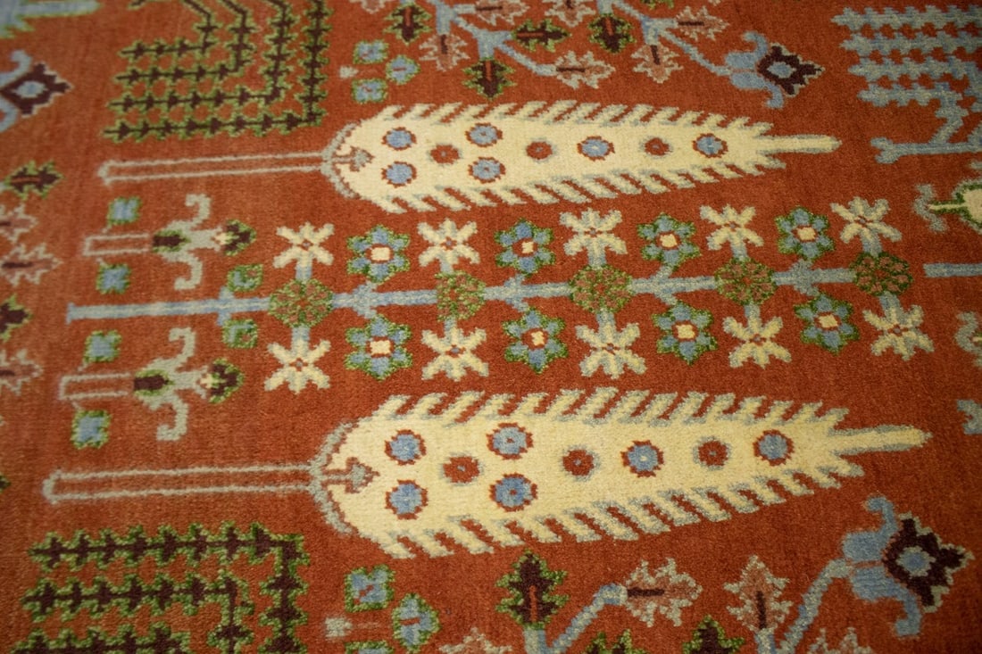 Rust Orange Floral 9X12 Tree of Life Chobi Oriental Rug - 7
