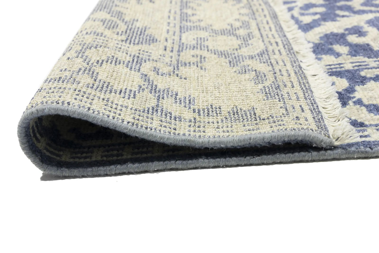 Muted Slate Blue Floral 4X6 Transitional Oriental Rug - 15