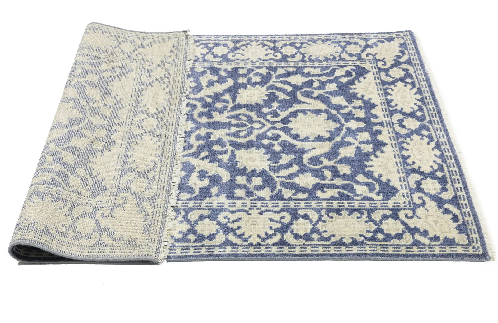 Muted Slate Blue Floral 4X6 Transitional Oriental Rug - 16