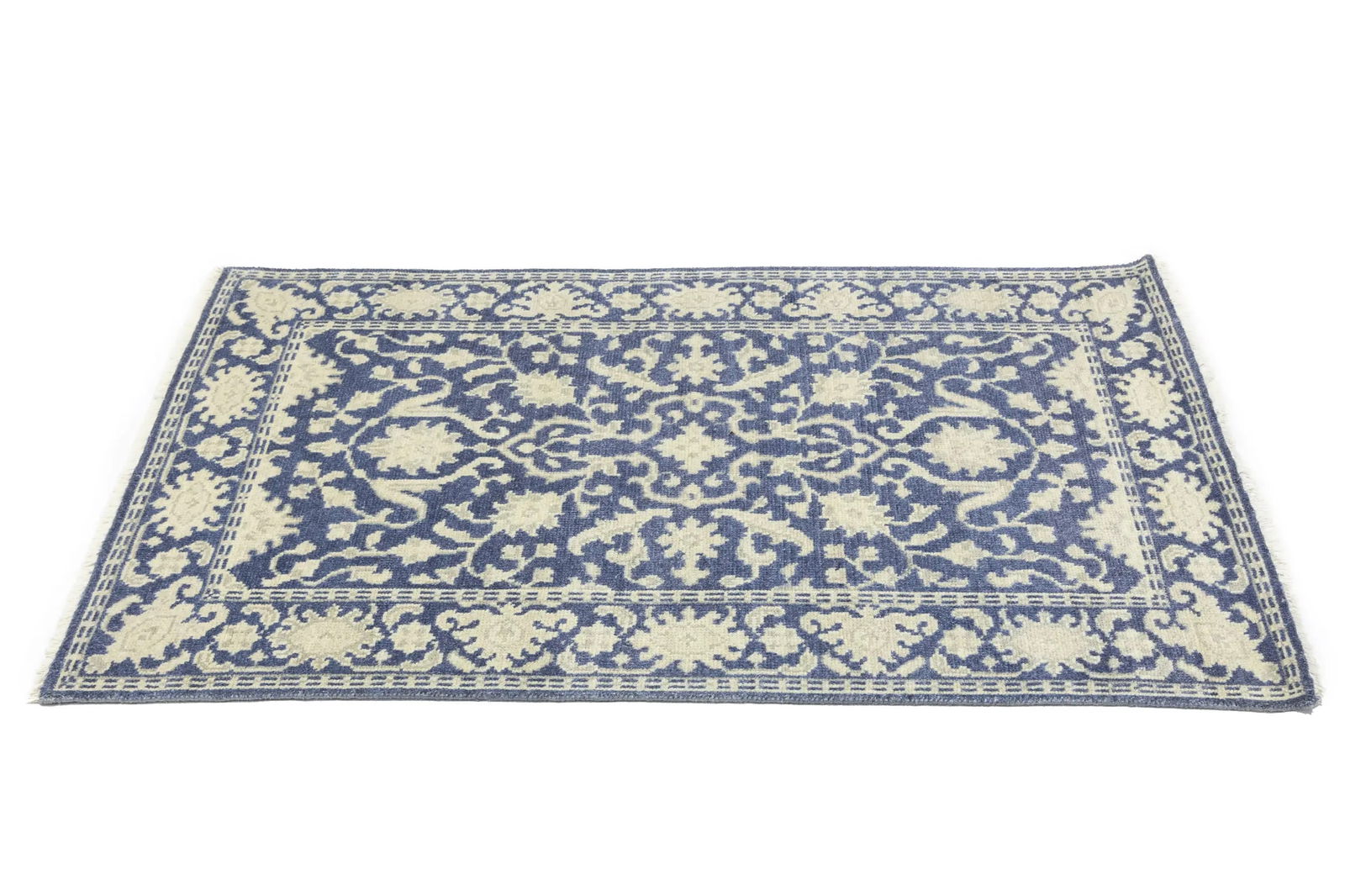 Muted Slate Blue Floral 4X6 Transitional Oriental Rug - 6