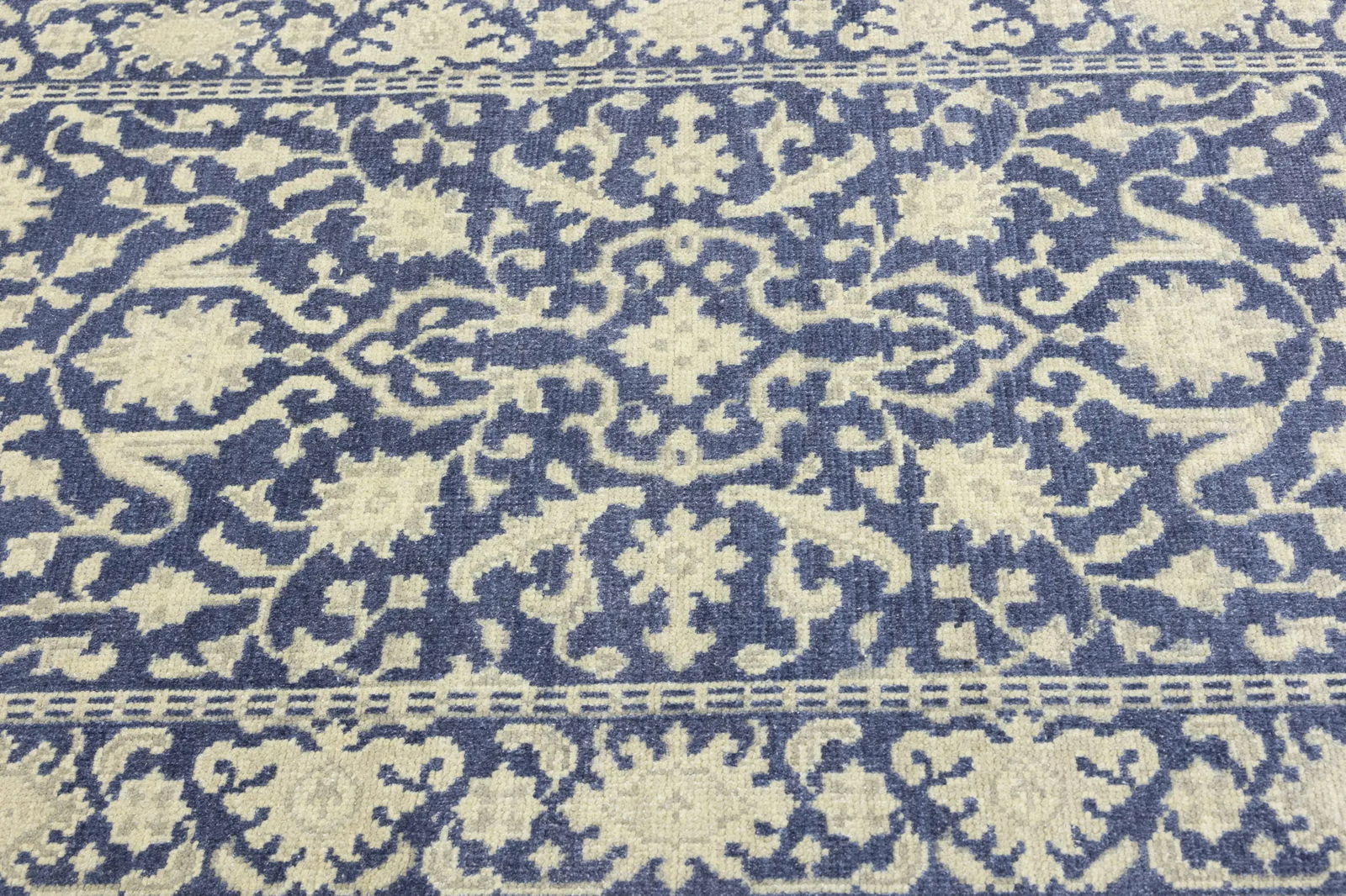 Muted Slate Blue Floral 4X6 Transitional Oriental Rug - 7