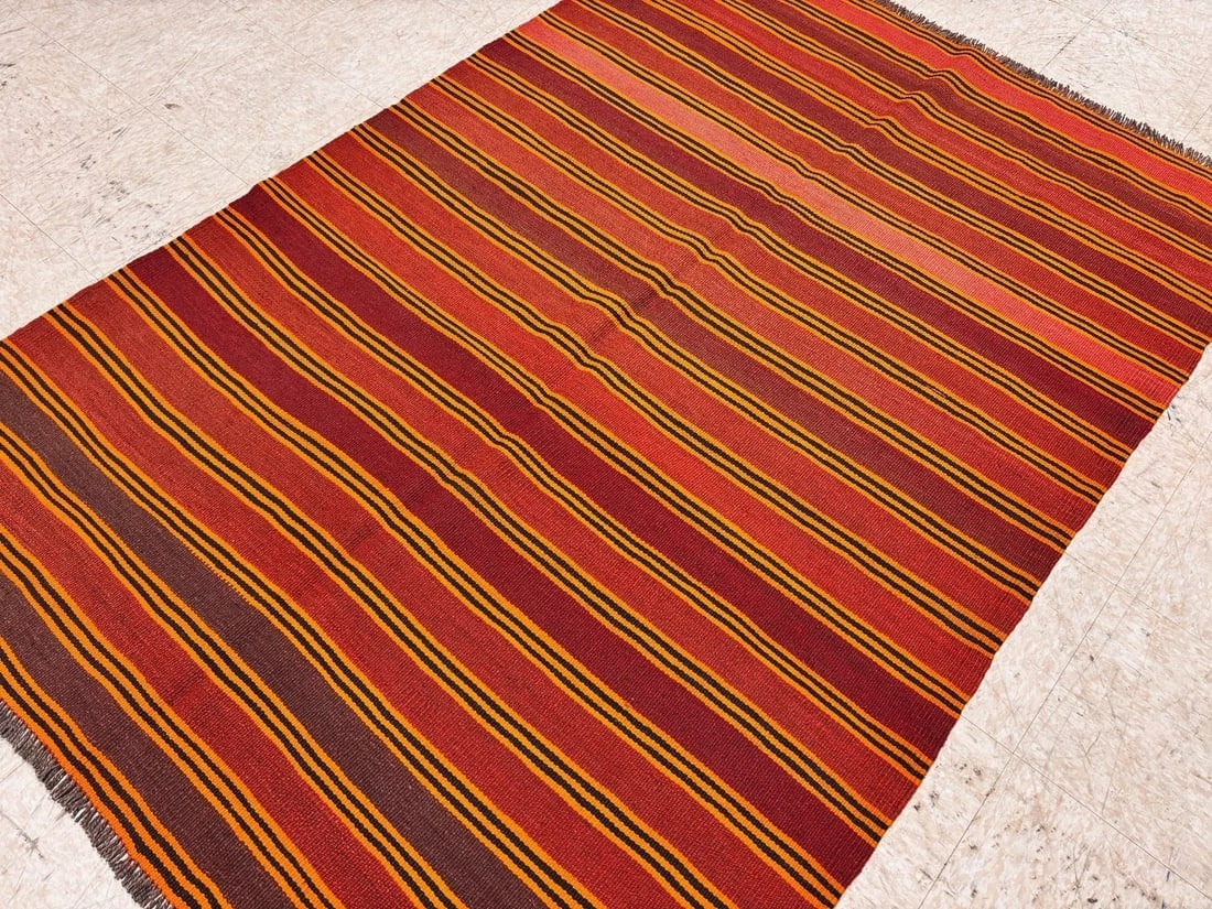 Hand-Knotted Maymana Kilim Tribal Flatweave Wool Oriental Rug 4'7" x 6'7" - 8