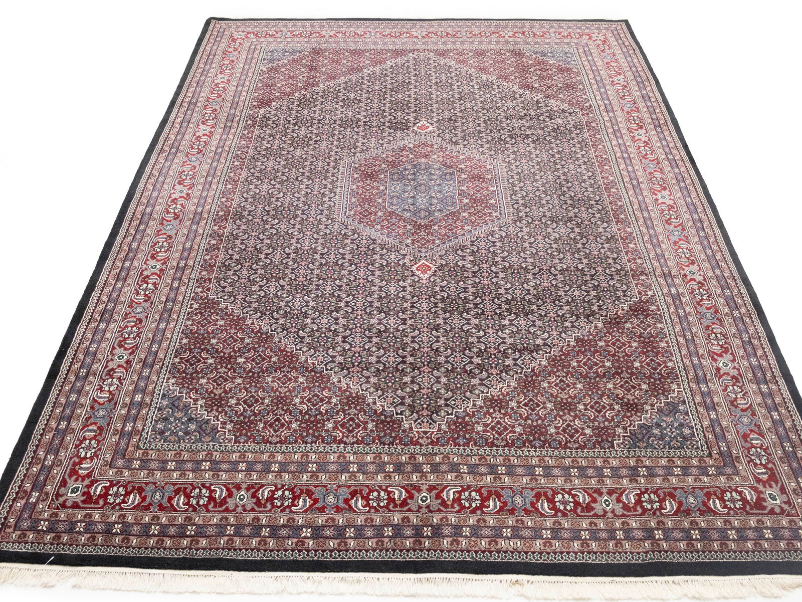 Black Floral Tribal 10X14 Indo-Bidjar Oriental Rug - 2