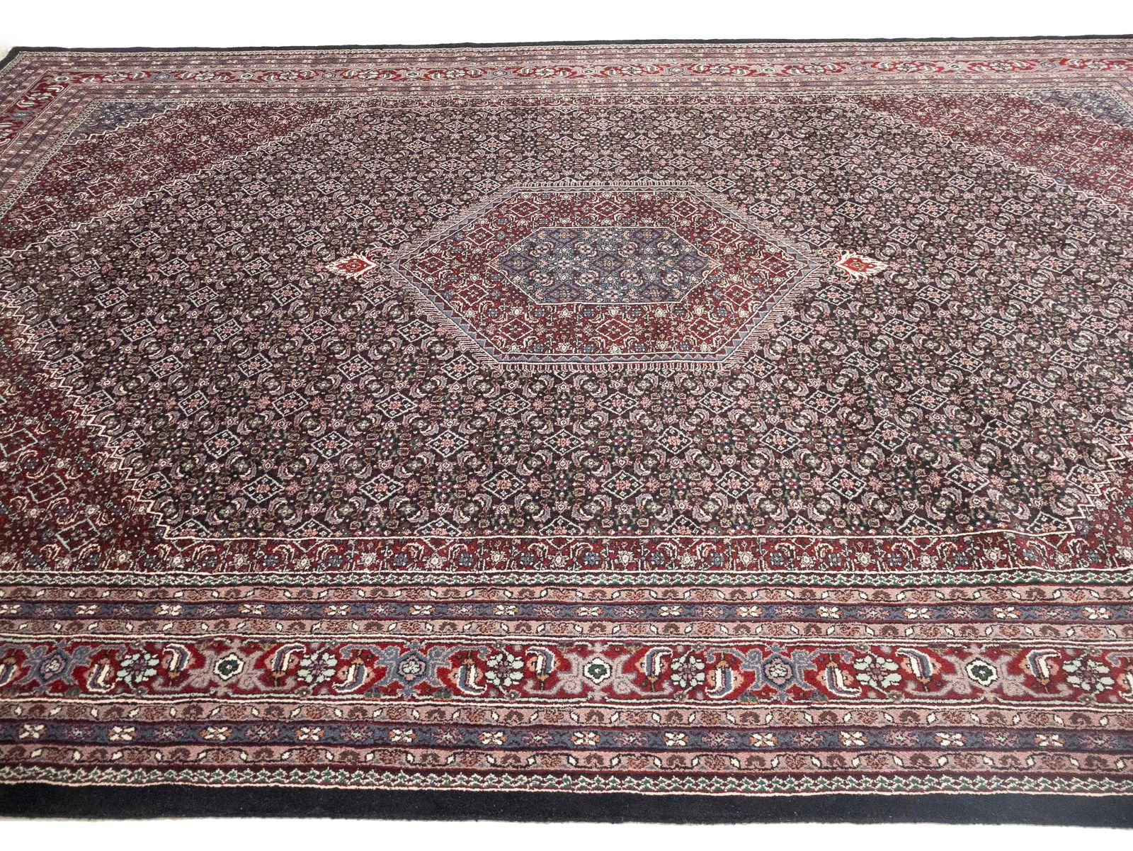 Black Floral Tribal 10X14 Indo-Bidjar Oriental Rug - 4