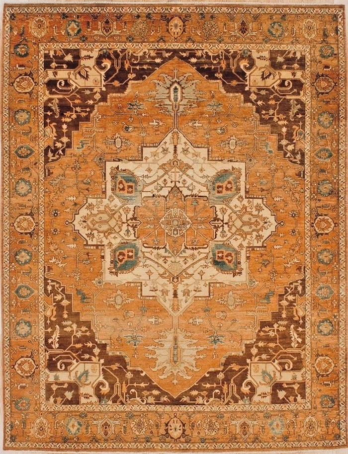 Hand Knotted Indo-Heriz Geometric Wool Oriental Area Rug Carpet 7'11" x 10'2" - 6