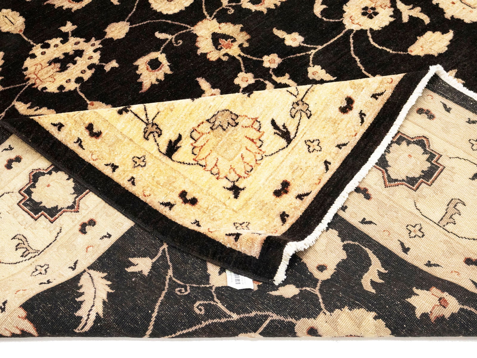 Black Floral Peshawar 9X12 Pakistan Oriental Rug - 12