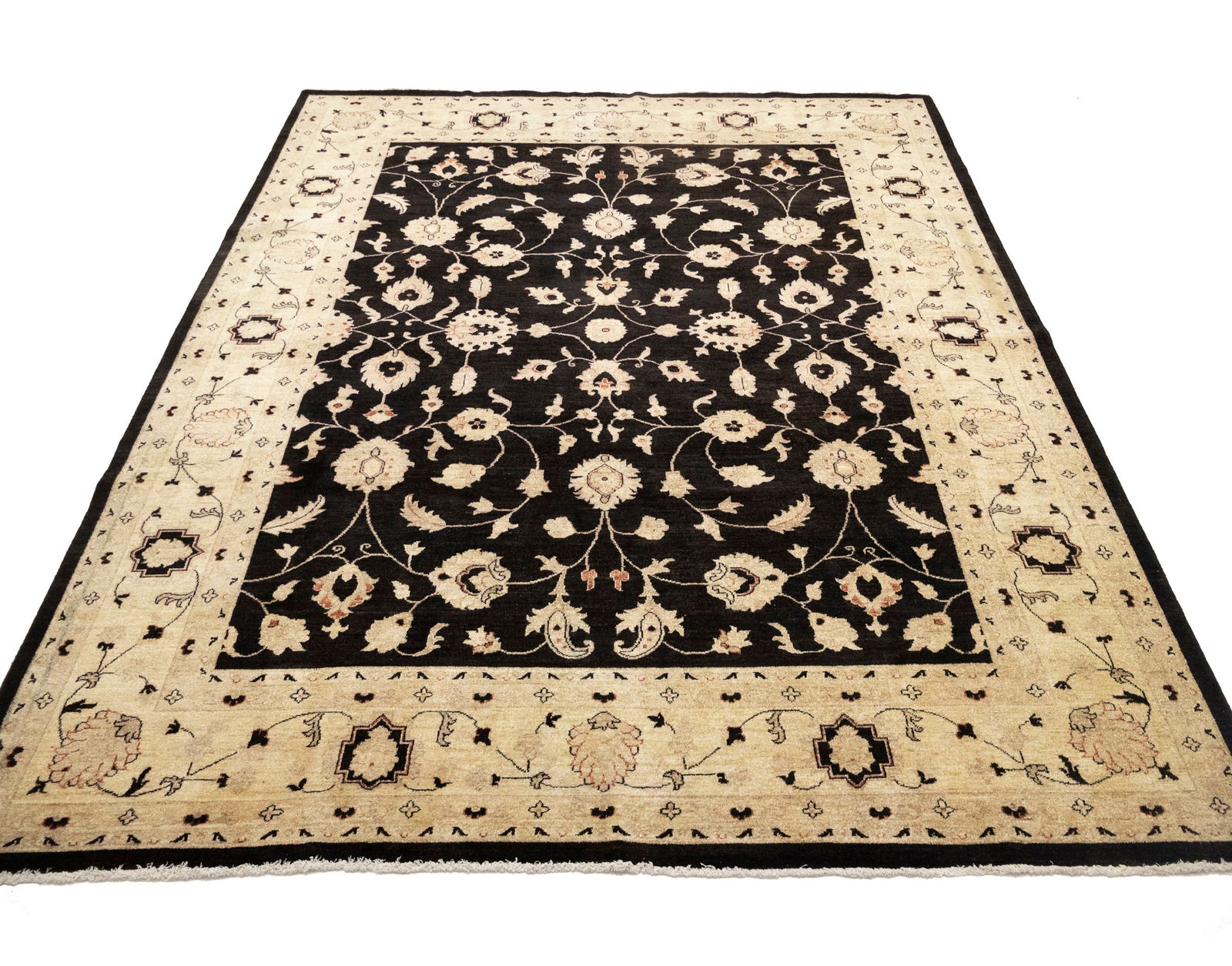 Black Floral Peshawar 9X12 Pakistan Oriental Rug - 2