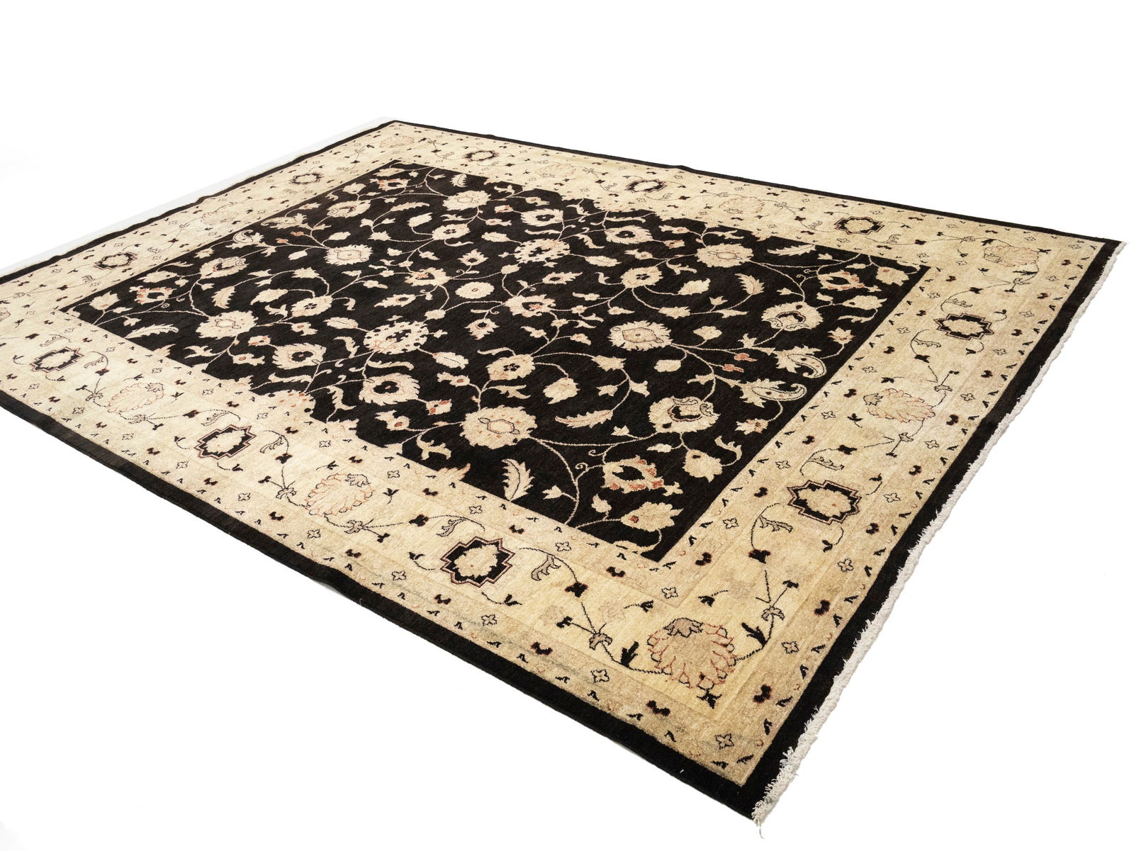 Black Floral Peshawar 9X12 Pakistan Oriental Rug - 3
