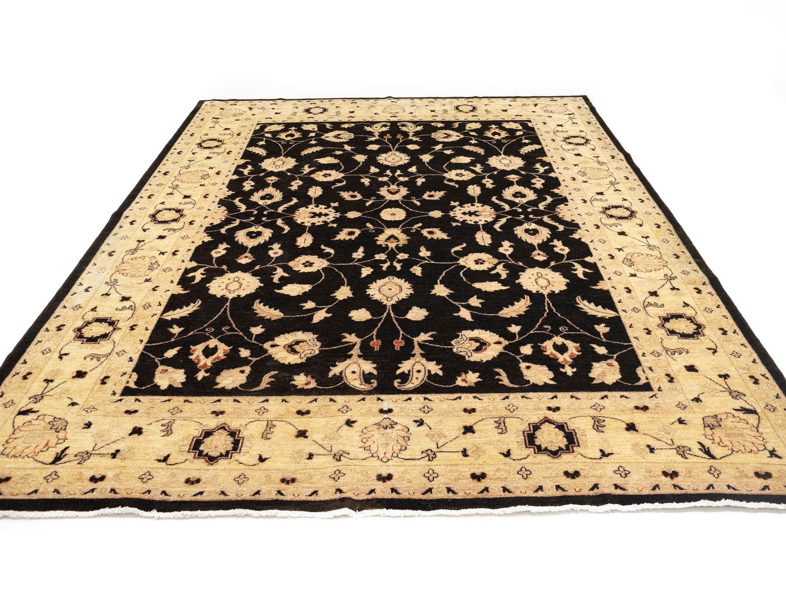 Black Floral Peshawar 9X12 Pakistan Oriental Rug - 5