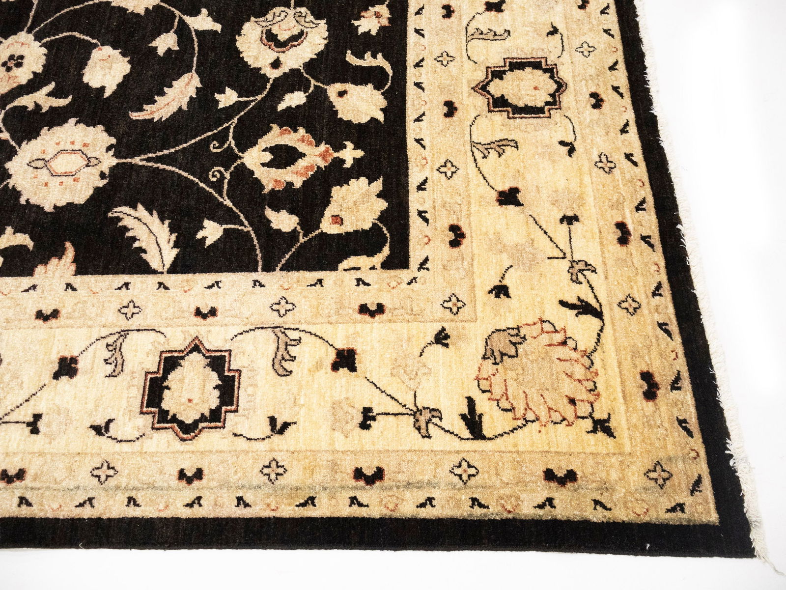 Black Floral Peshawar 9X12 Pakistan Oriental Rug - 6