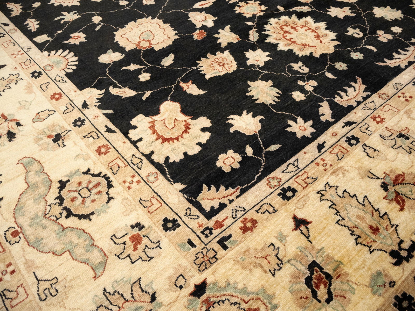 Black Floral Peshawar 9X12 Pakistan Oriental Rug - 10
