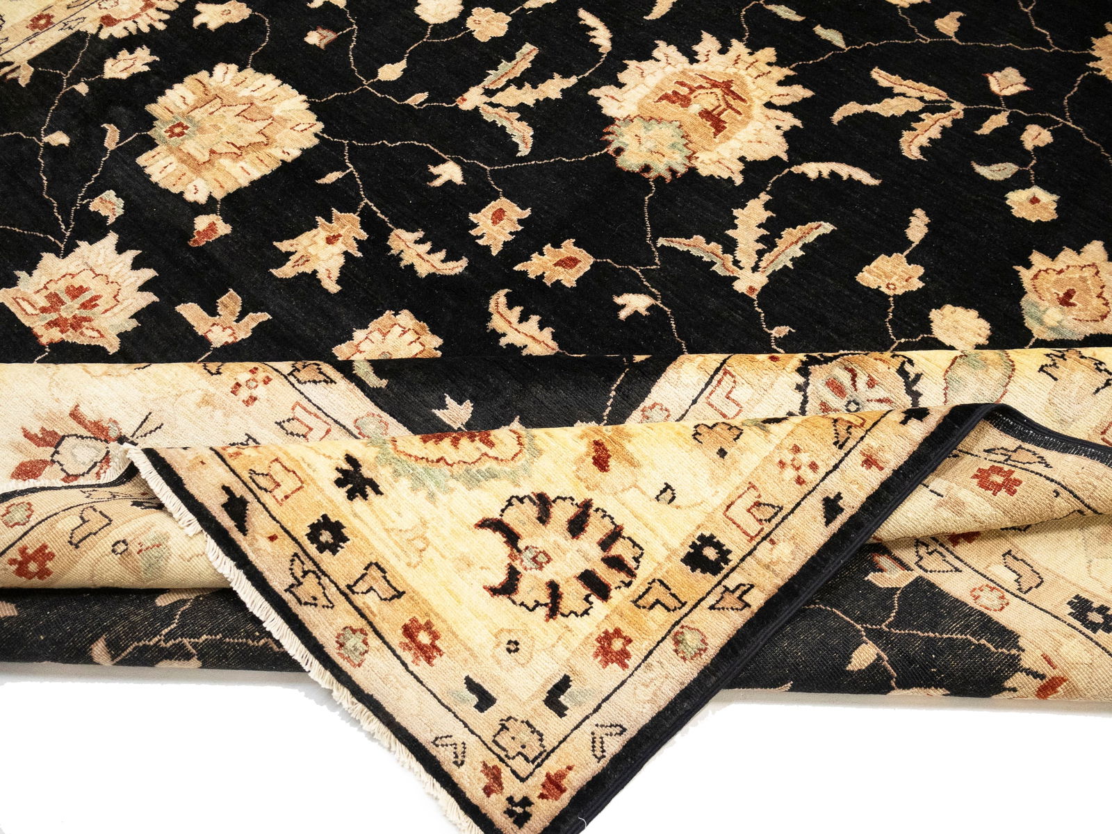 Black Floral Peshawar 9X12 Pakistan Oriental Rug - 15