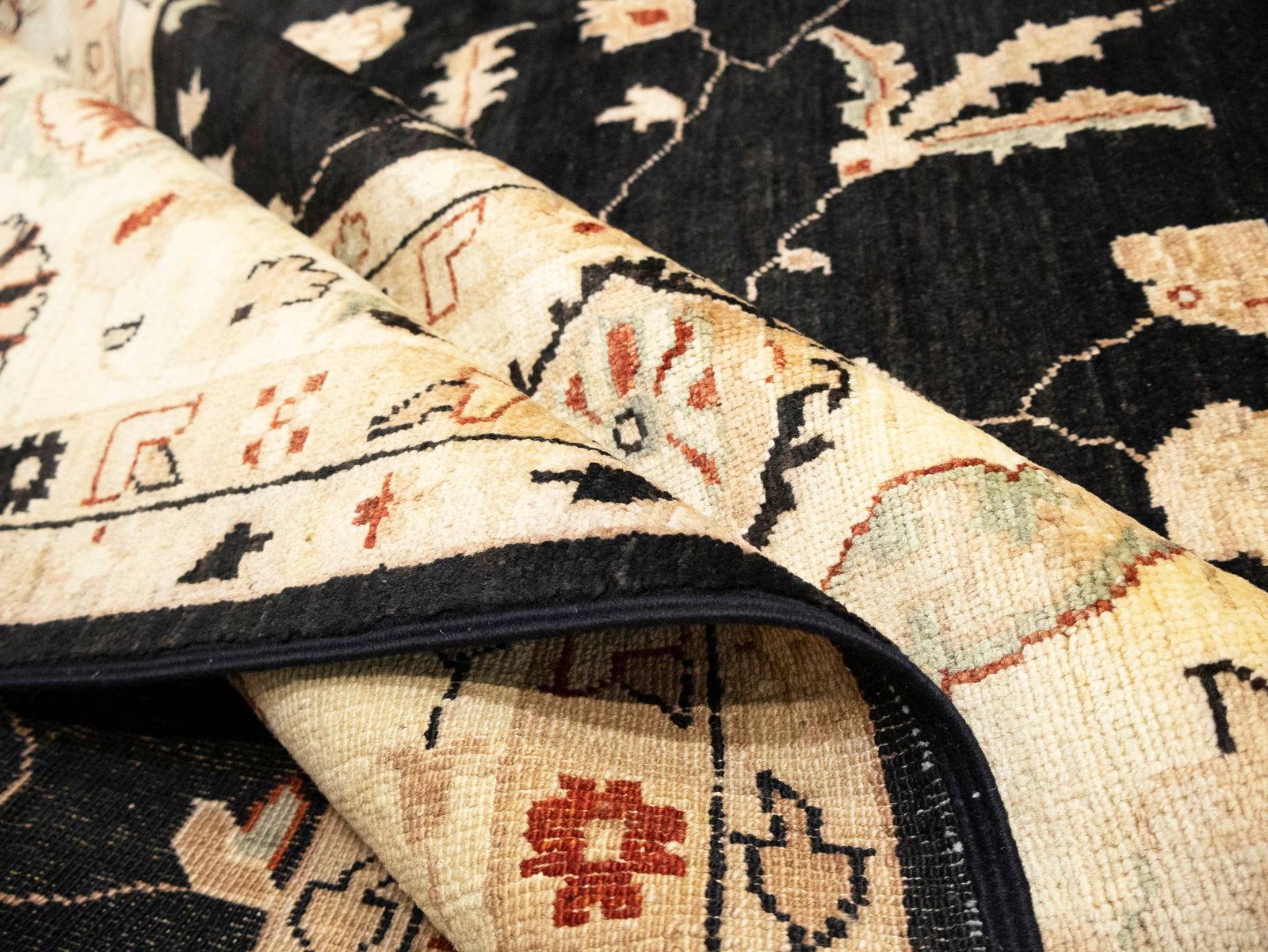 Black Floral Peshawar 9X12 Pakistan Oriental Rug - 16