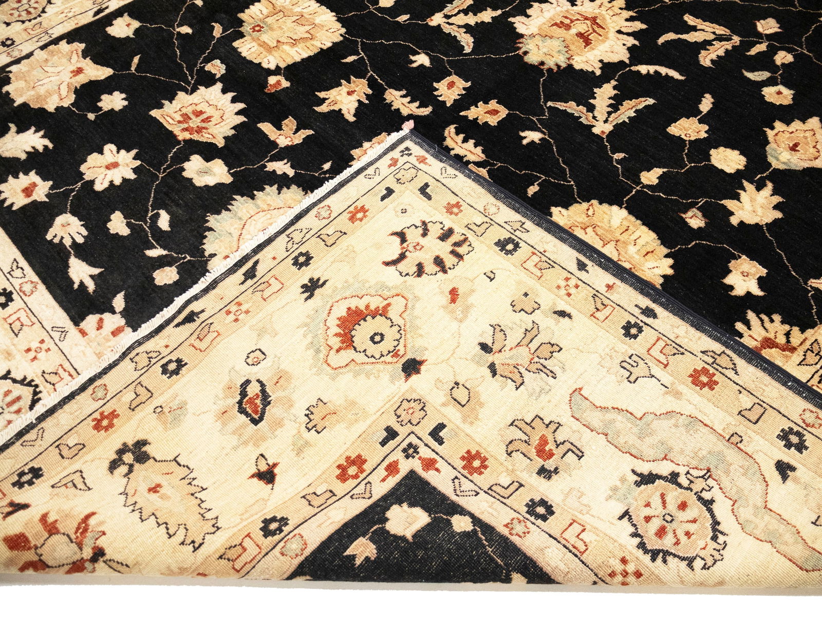 Black Floral Peshawar 9X12 Pakistan Oriental Rug - 17