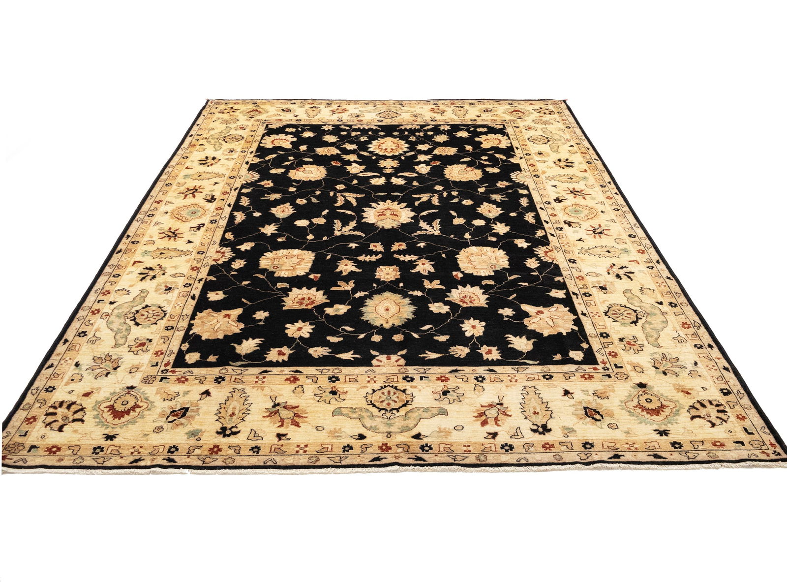 Black Floral Peshawar 9X12 Pakistan Oriental Rug - 2