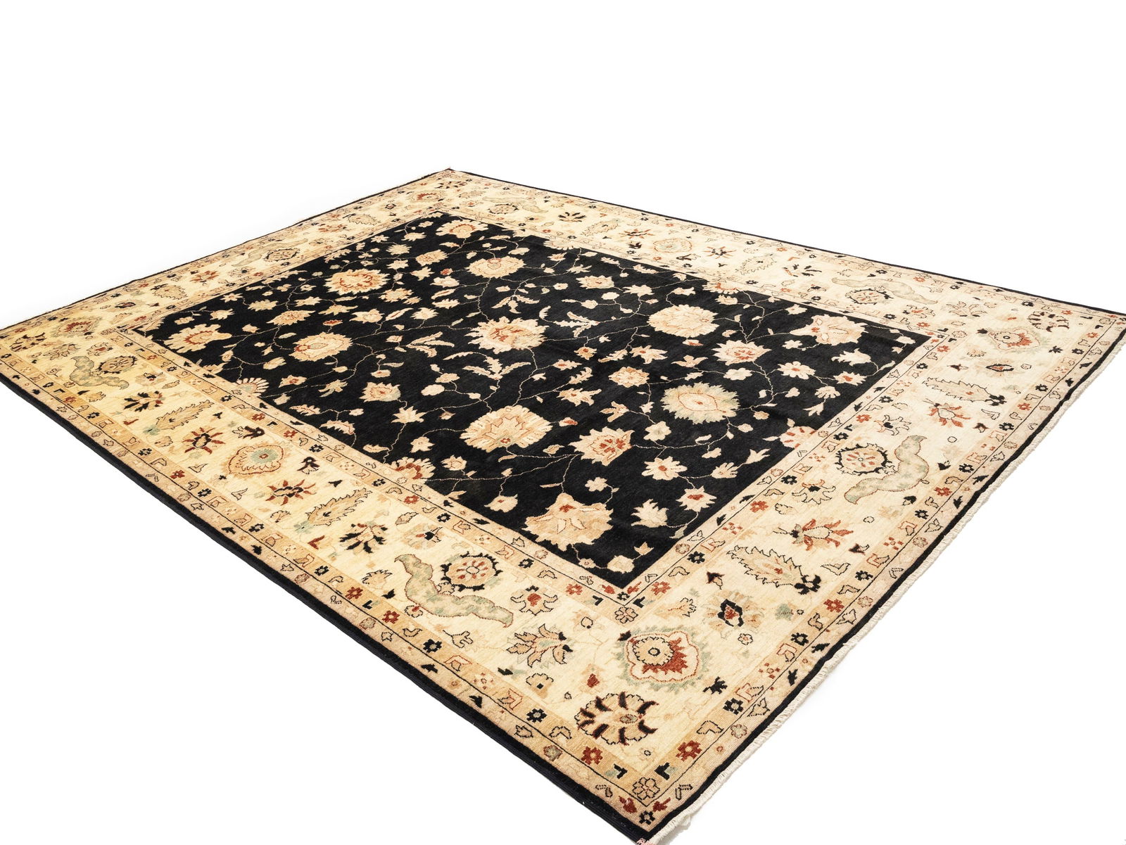 Black Floral Peshawar 9X12 Pakistan Oriental Rug - 3