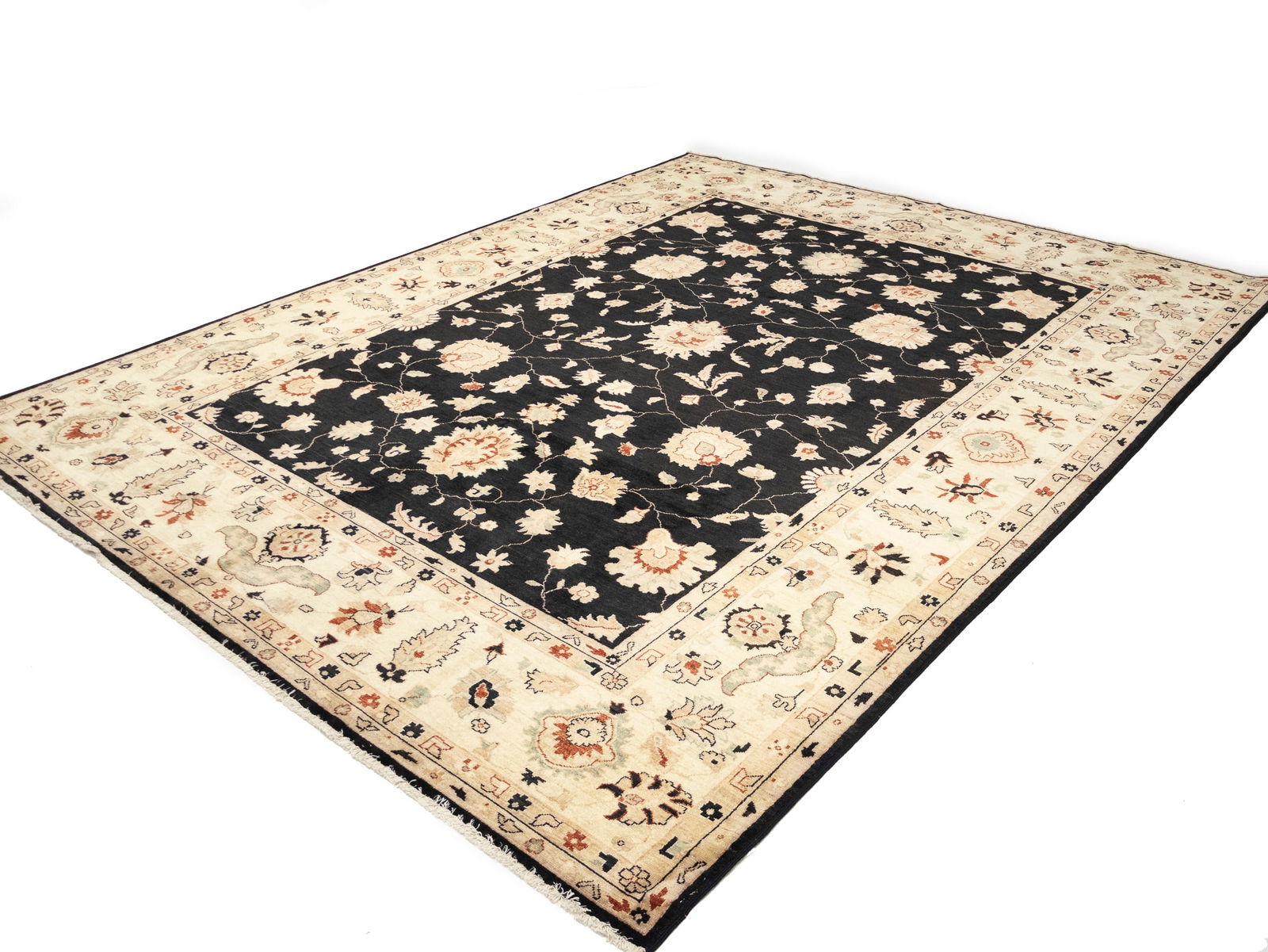Black Floral Peshawar 9X12 Pakistan Oriental Rug - 4