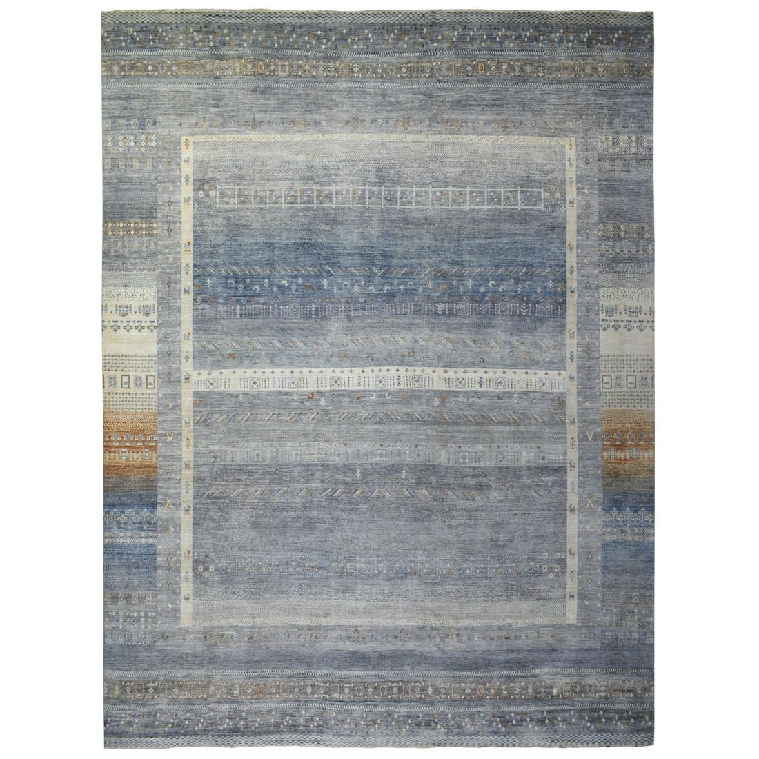 Gray, Afghan Kashkuli Gabbeh, Hand Spun Wool, Hand Knotted Rug: Title: Gray, Afghan Kashkuli Gabbeh, Hand Spun Wool, Hand Knotted Rug Description: This is a truly genuine one-of-a-kind. It has been Knotted for months and months in the centuries-old weaving craftsm