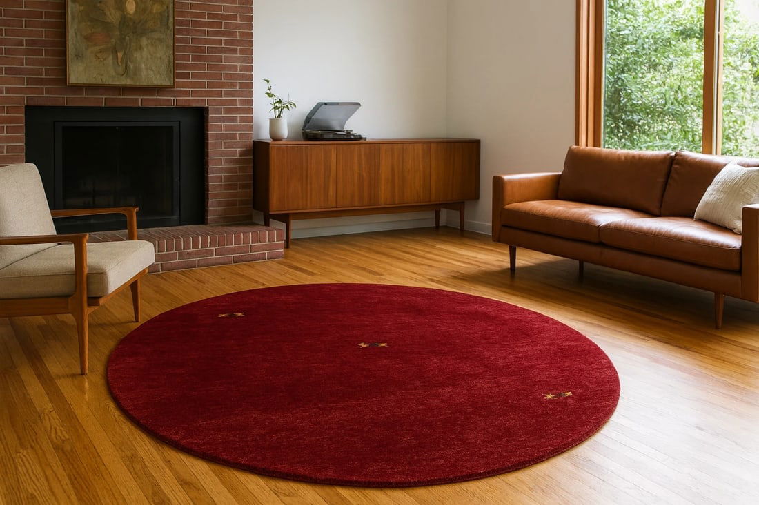 Red Tribal 6X6 Gabbeh Modern Round Rug - 2