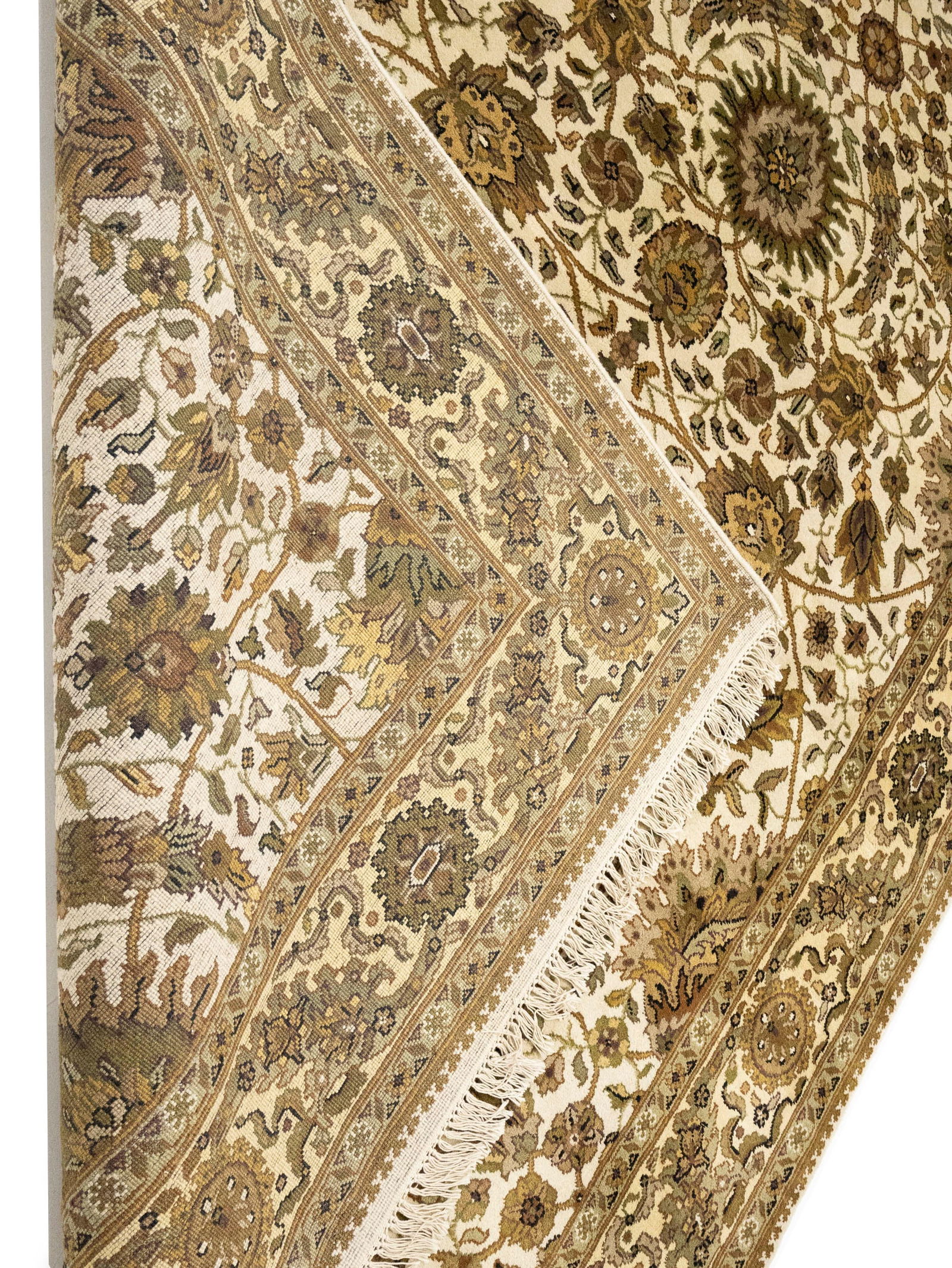 Cream Floral Classic 6X9 Agra Jaipur Oriental Rug - 12
