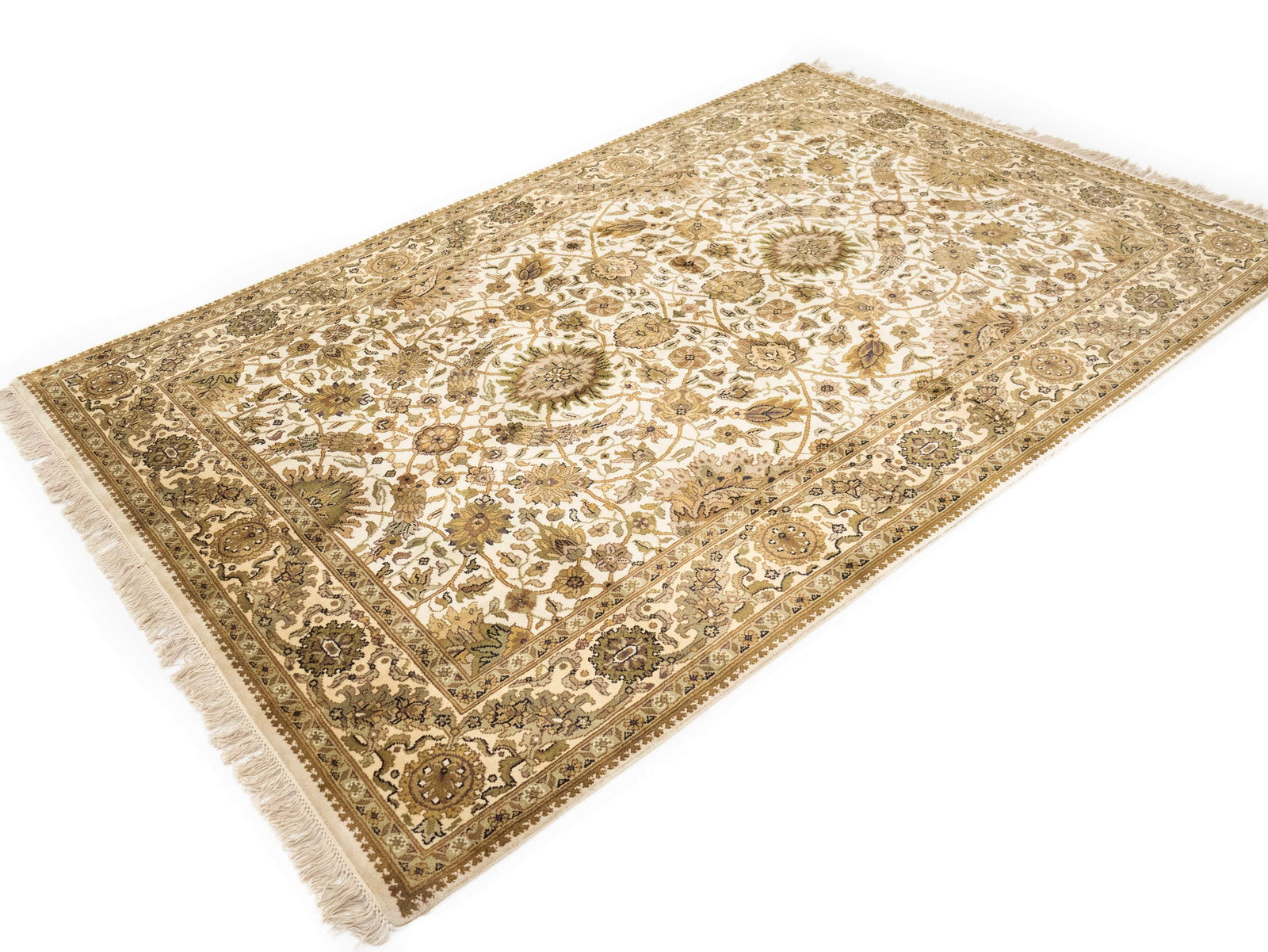 Cream Floral Classic 6X9 Agra Jaipur Oriental Rug - 4