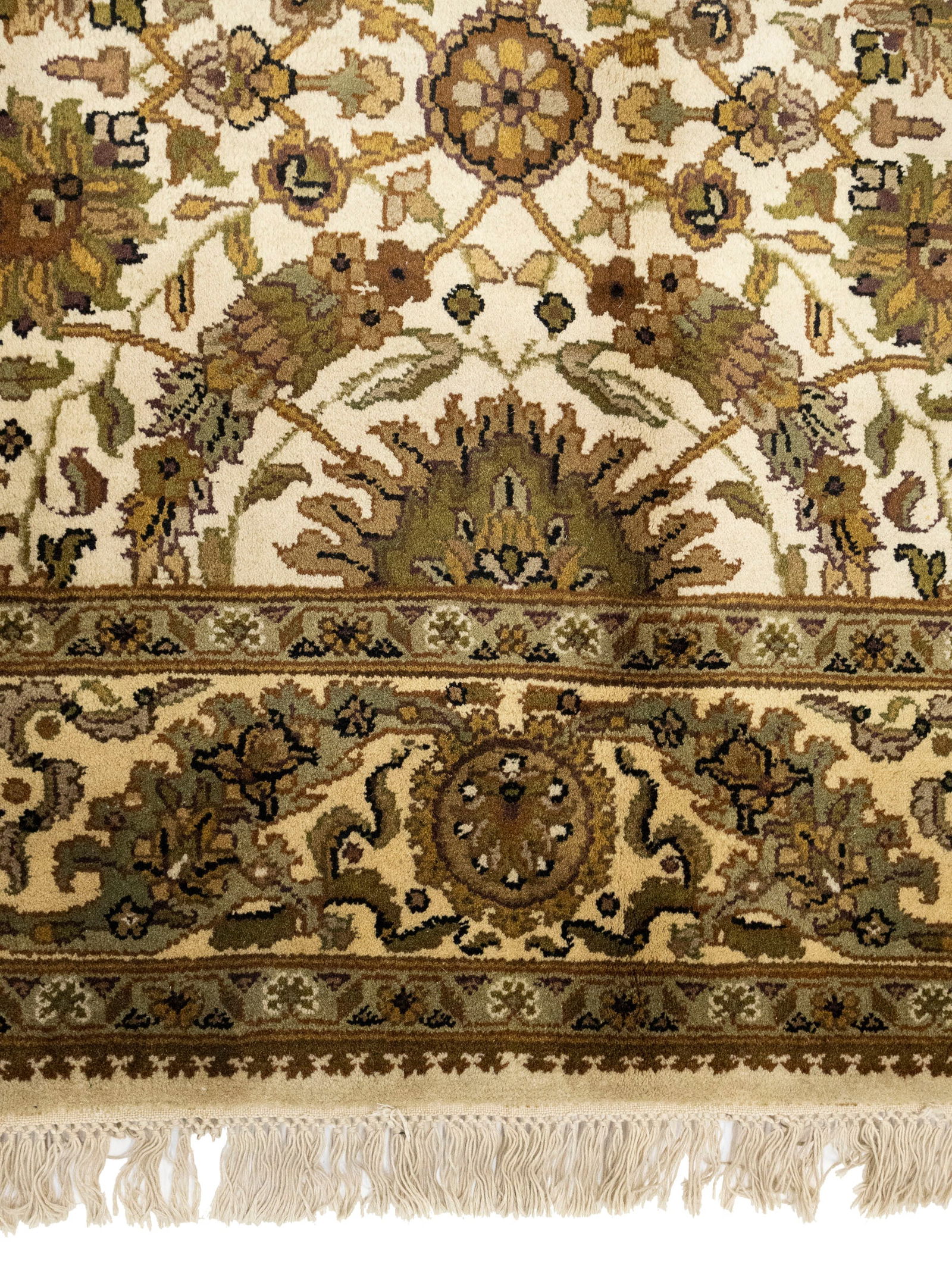 Cream Floral Classic 6X9 Agra Jaipur Oriental Rug - 8