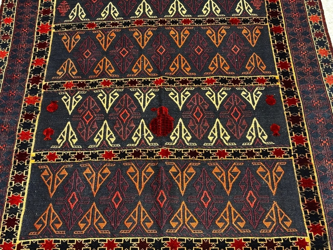 Hand-Knotted Soumak Kilim Flatweave Tribal Wool Oriental Area Rug 4'5" x 6'9" - 4