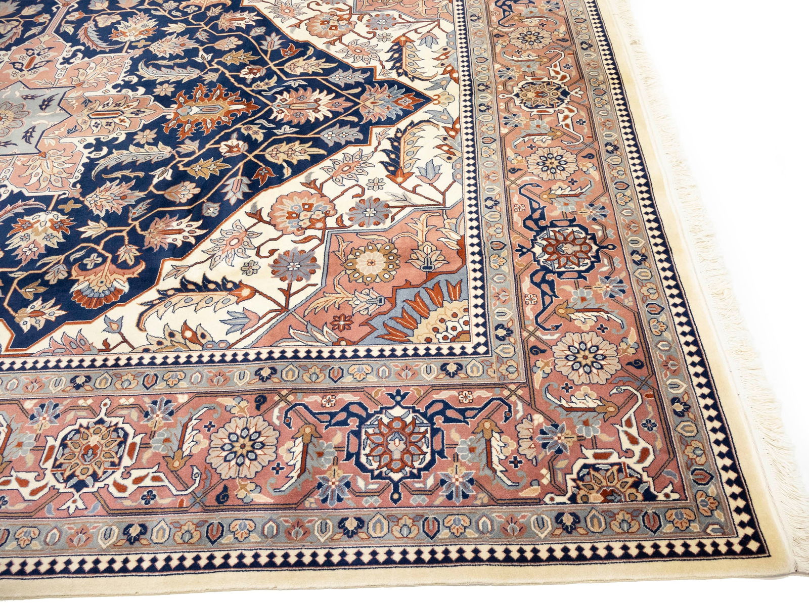 Dark Navy Floral Classic 9X12 Heriz Serapi Pakistan Rug - 9