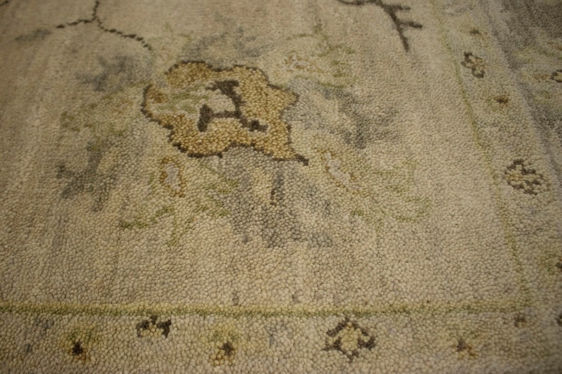 Beige Floral 5'7X8'7 Muted Oushak Chobi Oriental Rug - 10