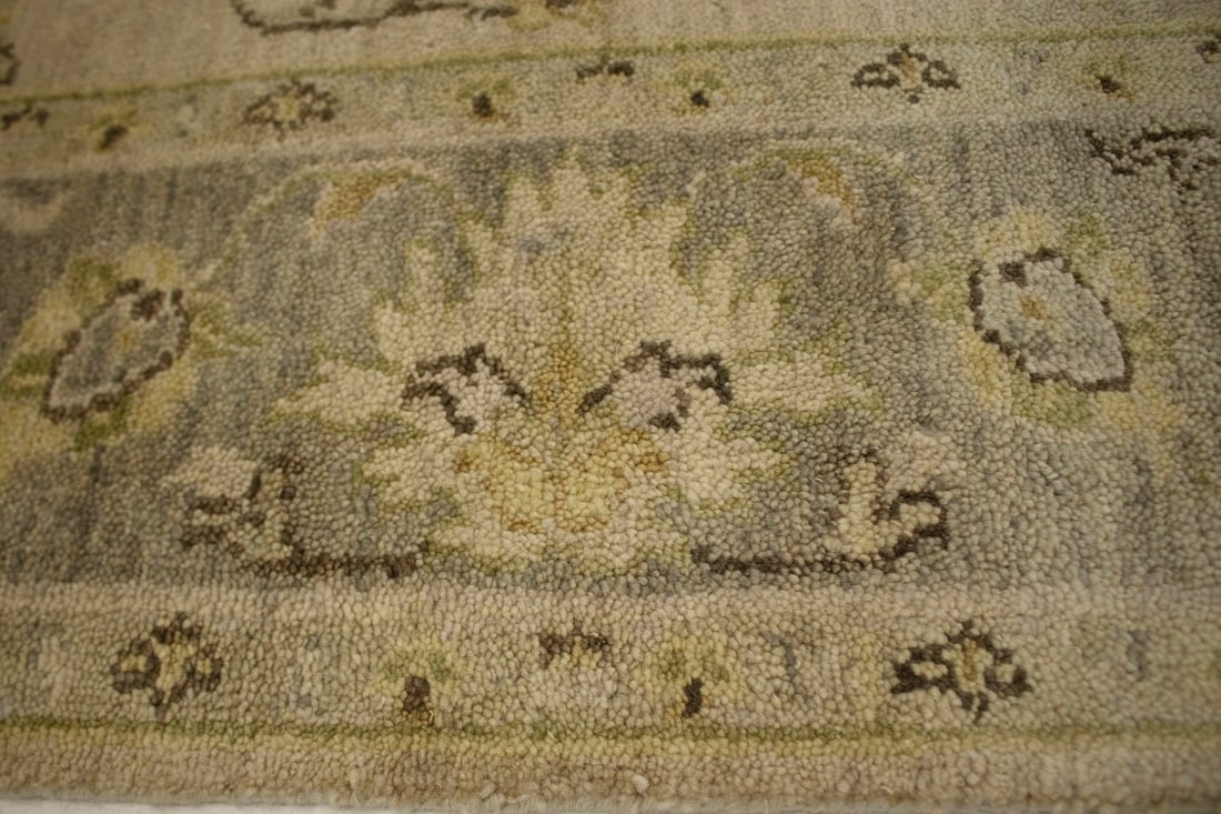 Beige Floral 5'7X8'7 Muted Oushak Chobi Oriental Rug - 12