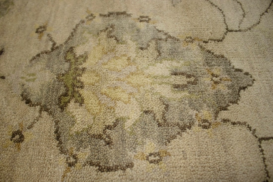 Beige Floral 5'7X8'7 Muted Oushak Chobi Oriental Rug - 8