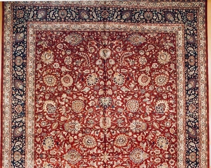 Hand Knotted Indo-Tabriz Red Wool Oriental Area Rug Carpet 11'7" x 18'2" - 5
