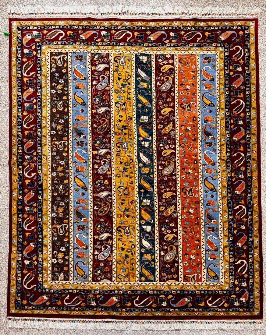 Hand-Knotted Caucasian Paisley Wool Tribal Oriental Area Rug Carpet 6' x 8'8"