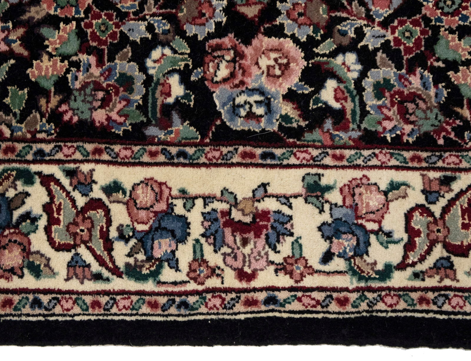 Charcoal Floral Tribal 2'6X9'9 Indo-Kashan Oriental Runner Rug - 10