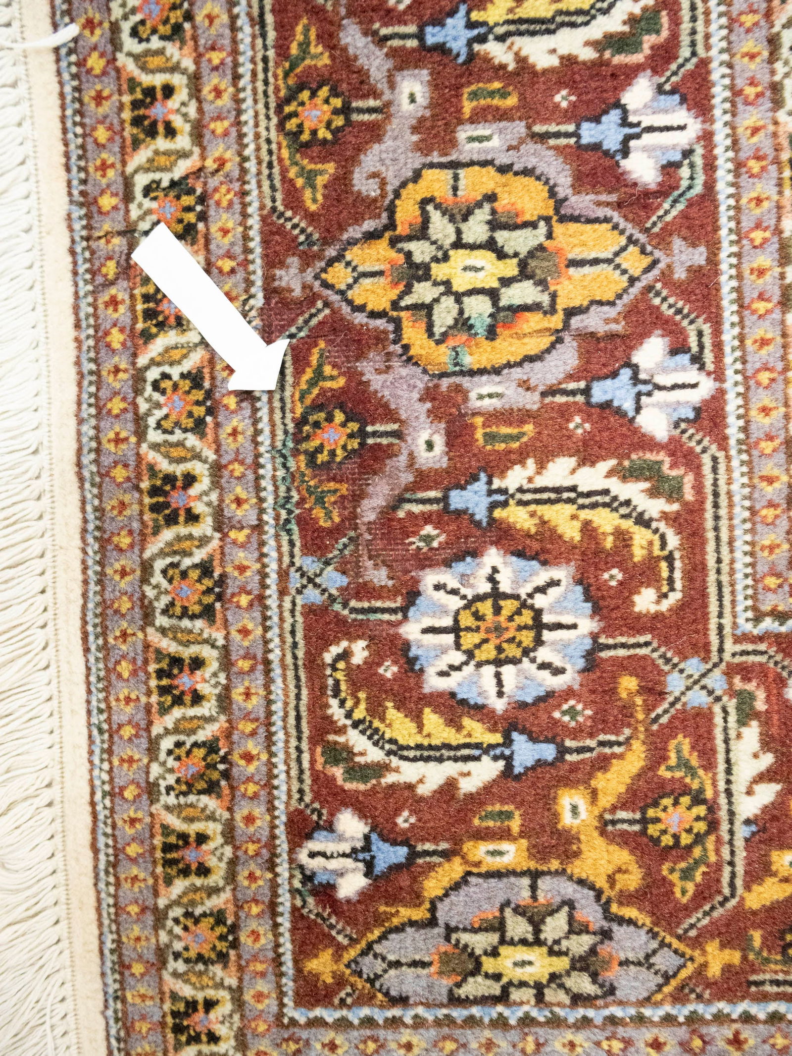 Cream Floral Geometric 8X8 Tabriz Fish Mahi Oriental Rug - 13