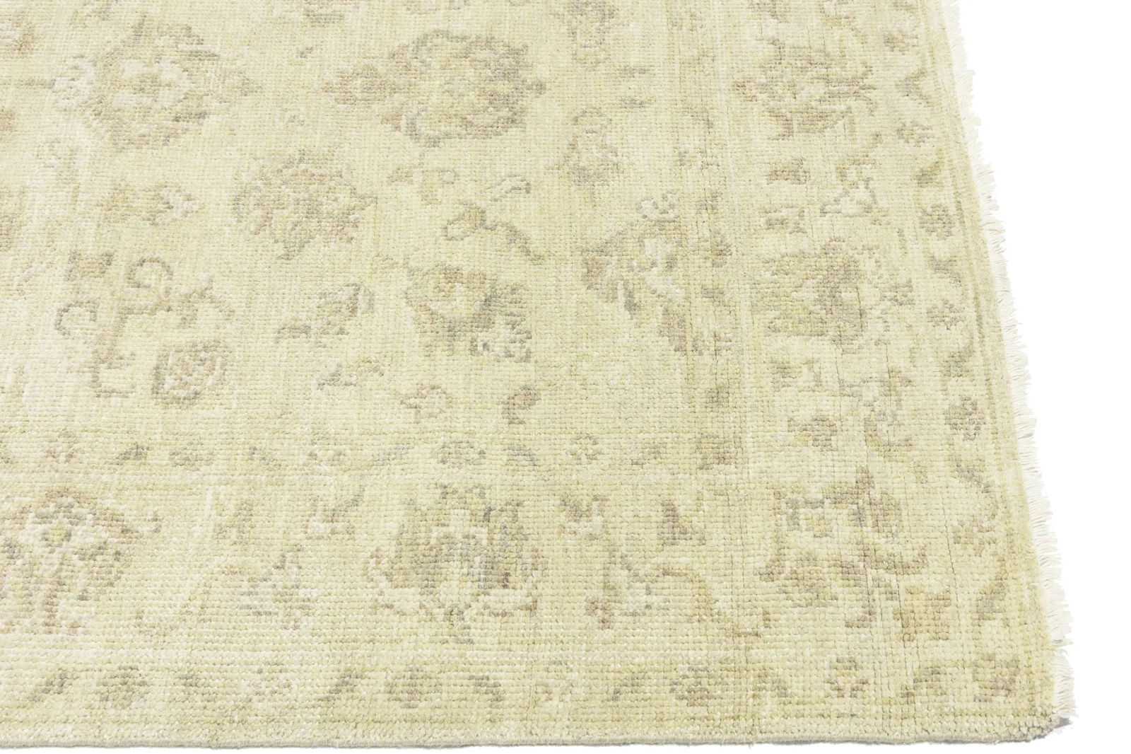 Muted Beige Floral 5X8 Transitional Oriental Rug - 11