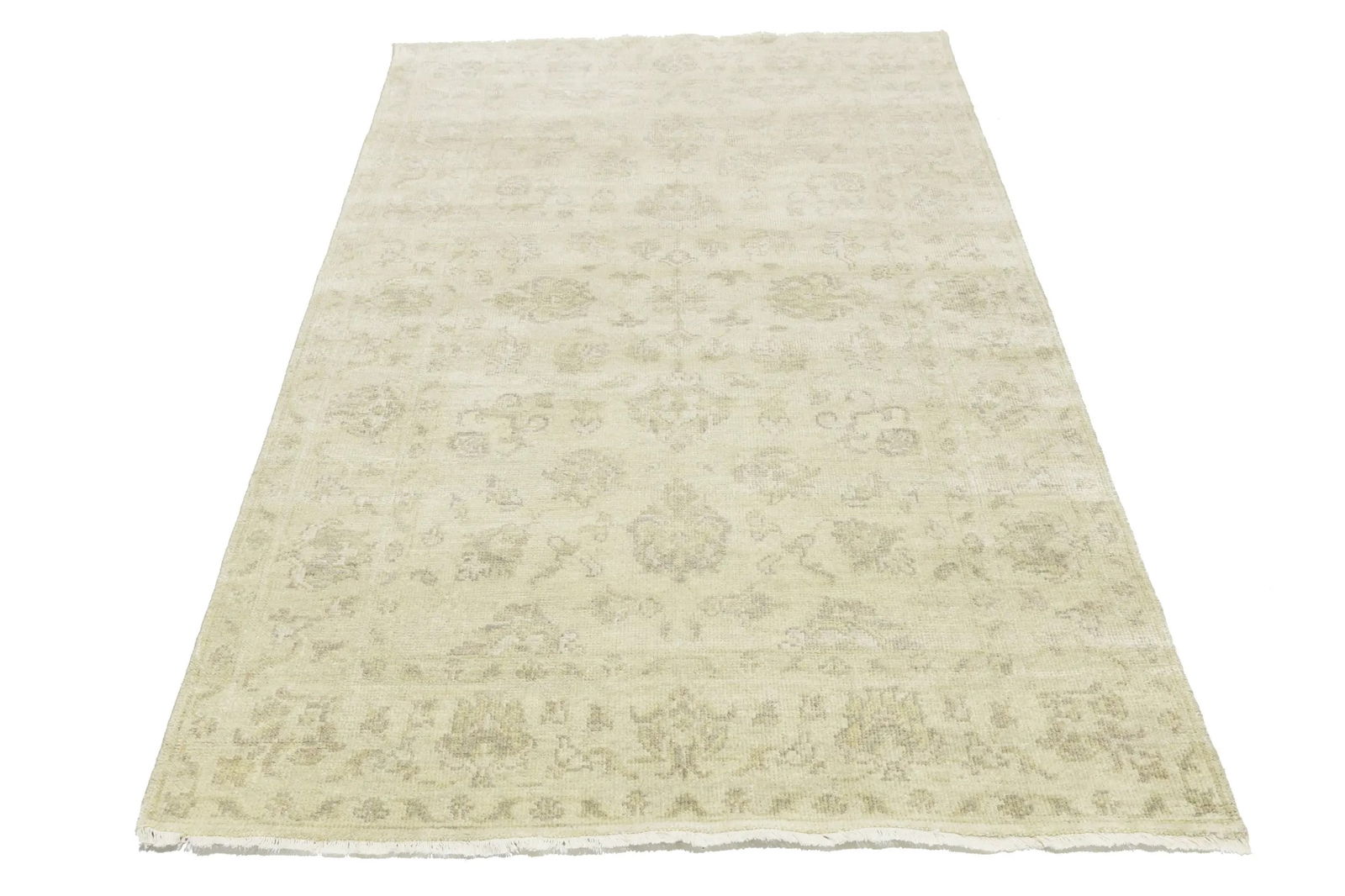 Muted Beige Floral 5X8 Transitional Oriental Rug - 2
