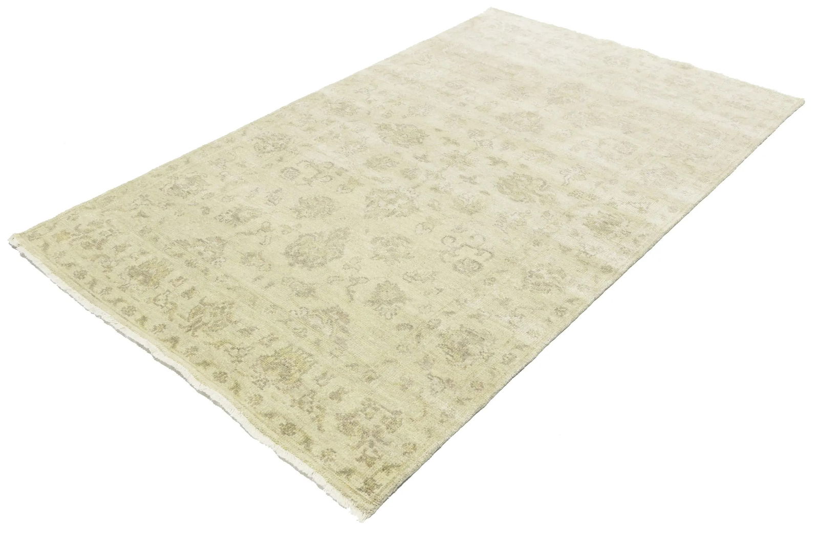 Muted Beige Floral 5X8 Transitional Oriental Rug - 3