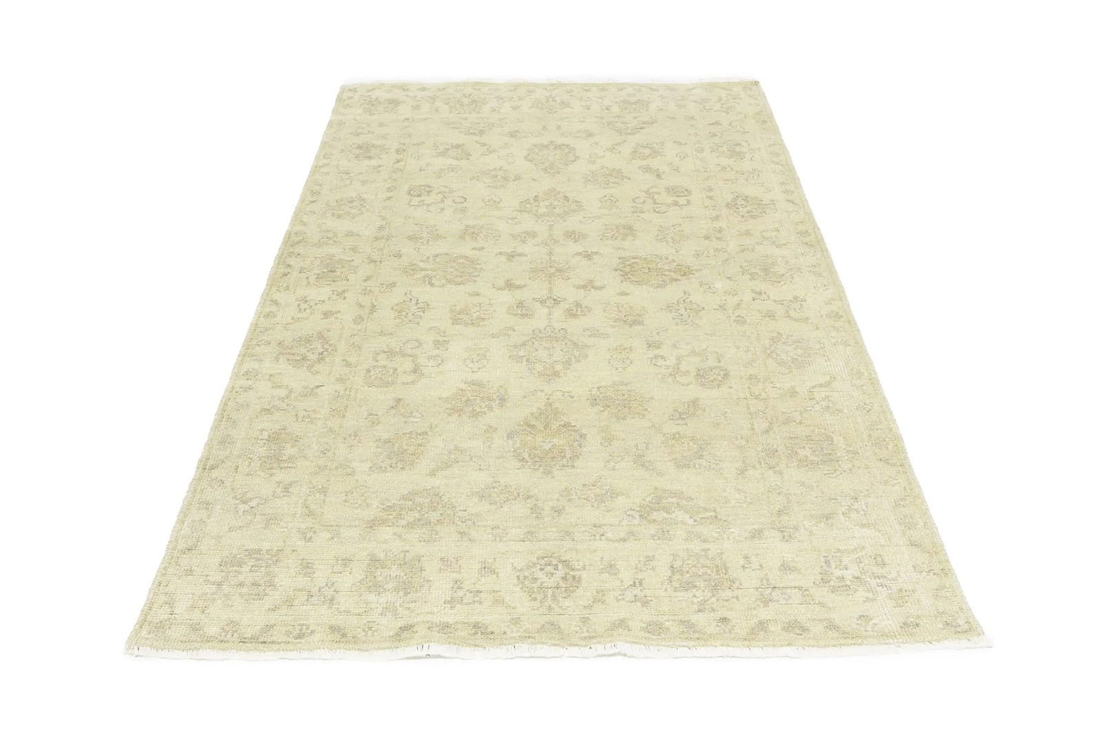 Muted Beige Floral 5X8 Transitional Oriental Rug - 4